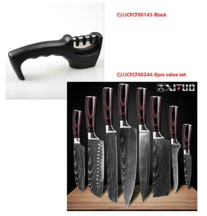 Professional 7Cr17 Stainless Steel Chef Knife with Sharpening Stone