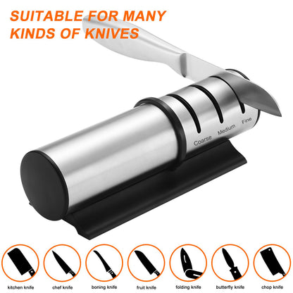 Three-Stage Sharpener for Handheld Kitchen Cleaver