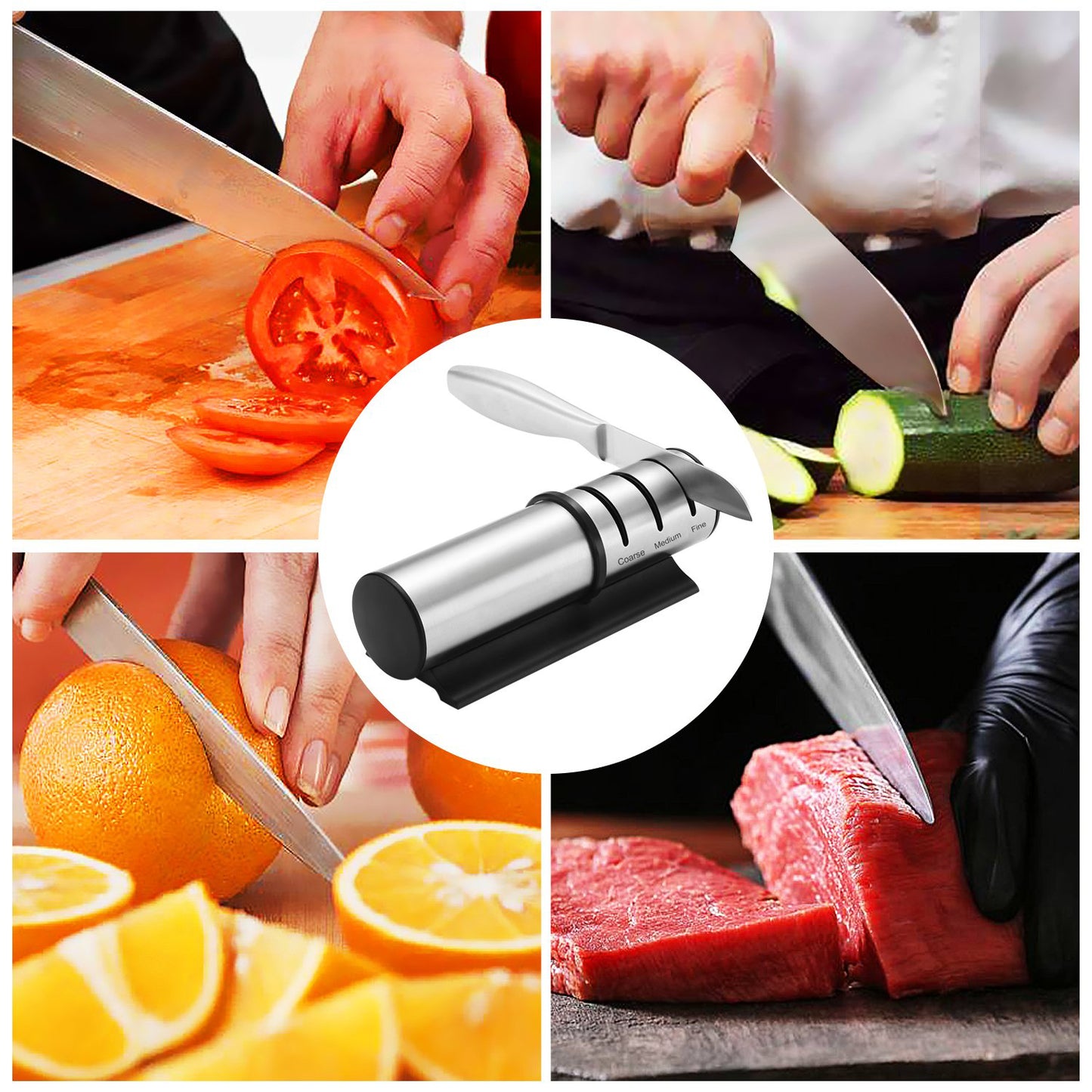 Three-Stage Sharpener for Handheld Kitchen Cleaver