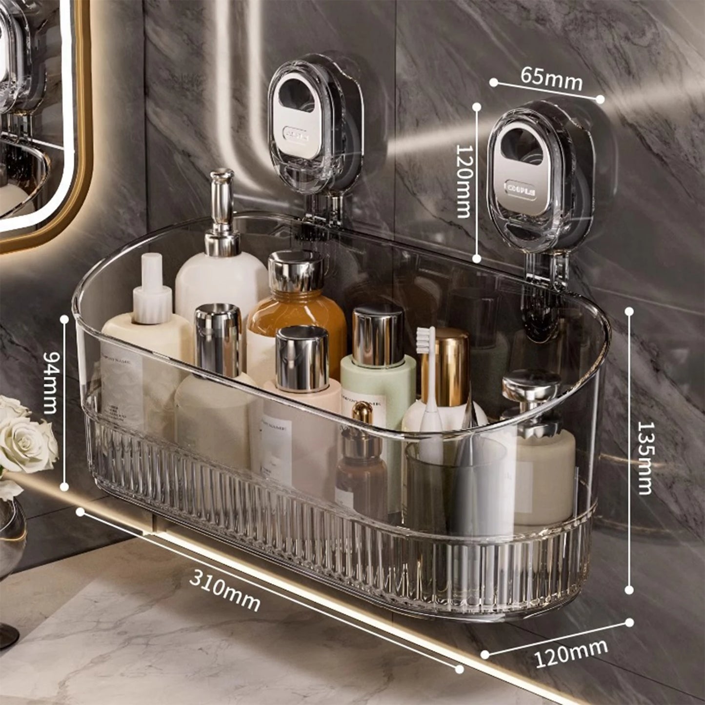 Premium Suction Cup Shower Shelf – Wall Mounted Bathroom Organizer with Drainage & Strong Hold