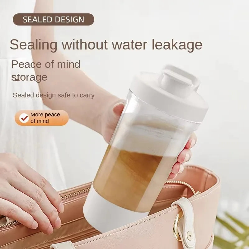 Portable self stirring protein shaker bottle.