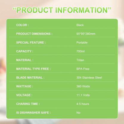 700ML Portable USB Smoothie Blender – Travel & Gym Juicer