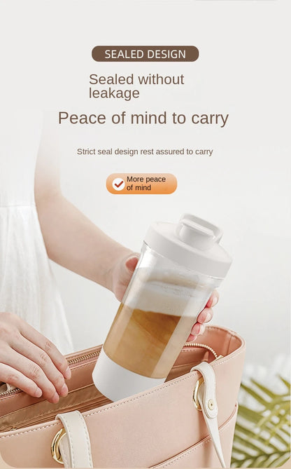 Portable self stirring protein shaker bottle.
