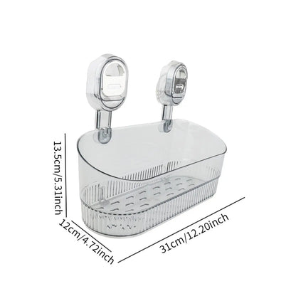 Premium Suction Cup Shower Shelf – Wall Mounted Bathroom Organizer with Drainage & Strong Hold