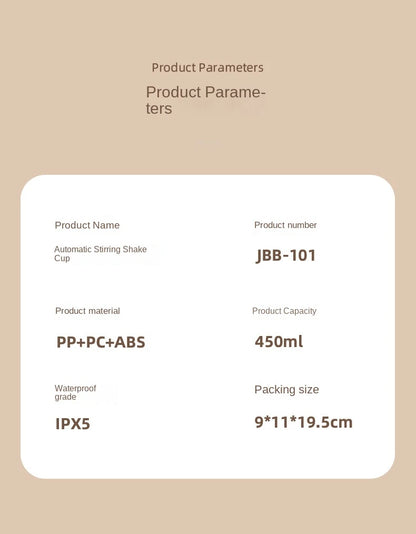 Portable self stirring protein shaker bottle.