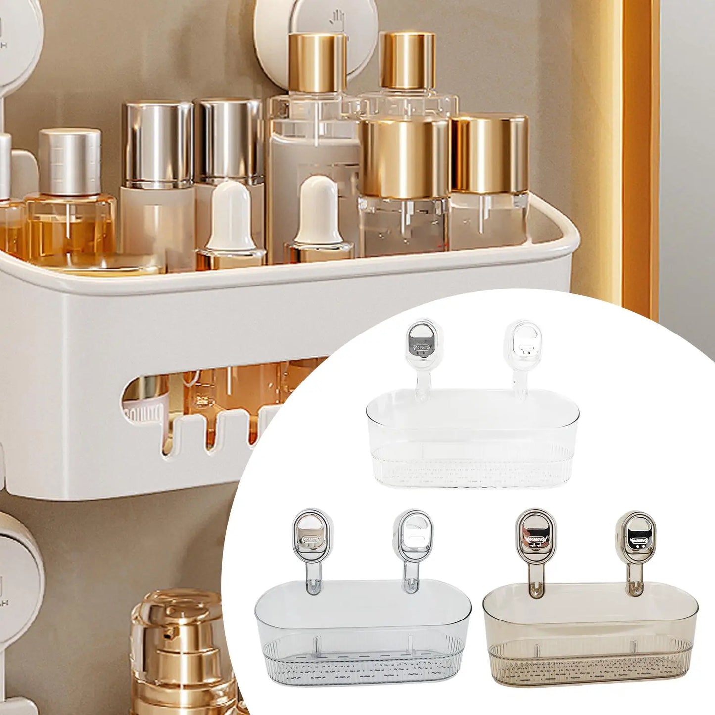 Premium Suction Cup Shower Shelf – Wall Mounted Bathroom Organizer with Drainage & Strong Hold