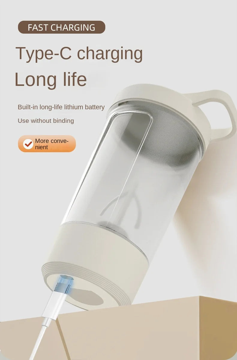 Portable self stirring protein shaker bottle.