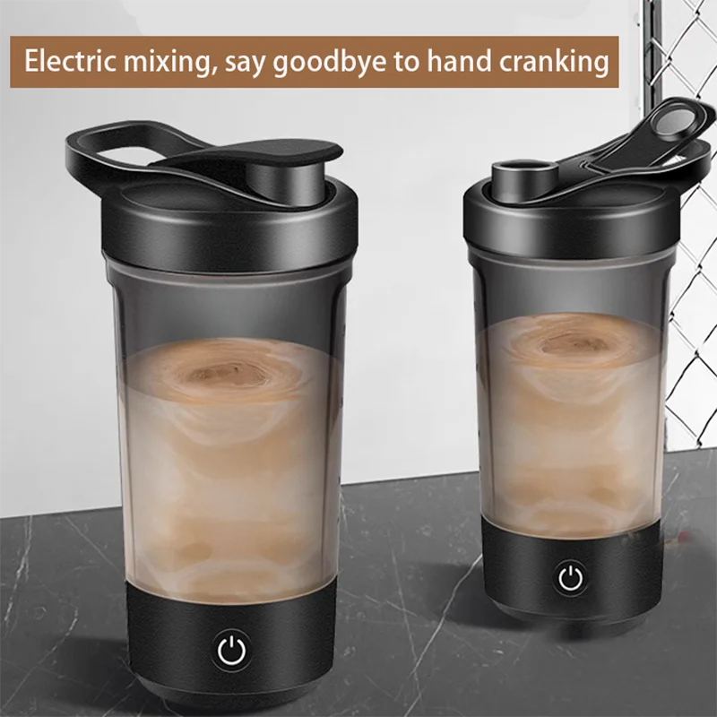 Portable self stirring protein shaker bottle.
